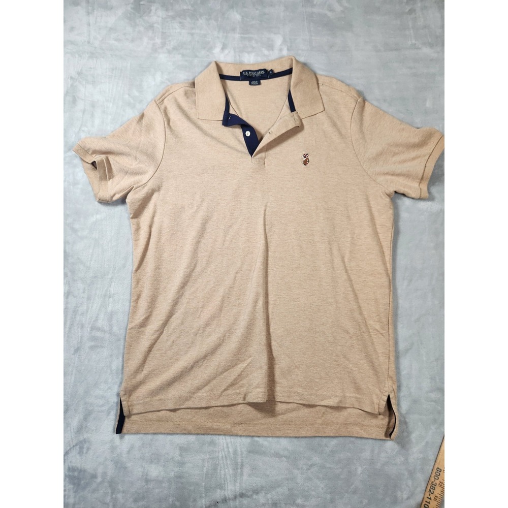 U.S. Polo SHIRT Assn Men's SHORT SLEEVE SIZE LARGE GOLF CASUAL BROWN Luxury Feel